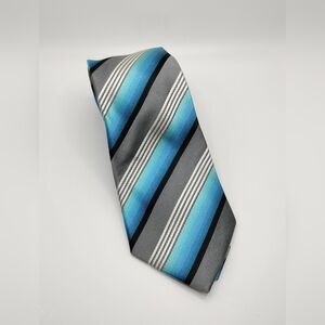 Alfani Silk Necktie Tie Striped Blue and Gray Handmade Classic Style Formal Tag